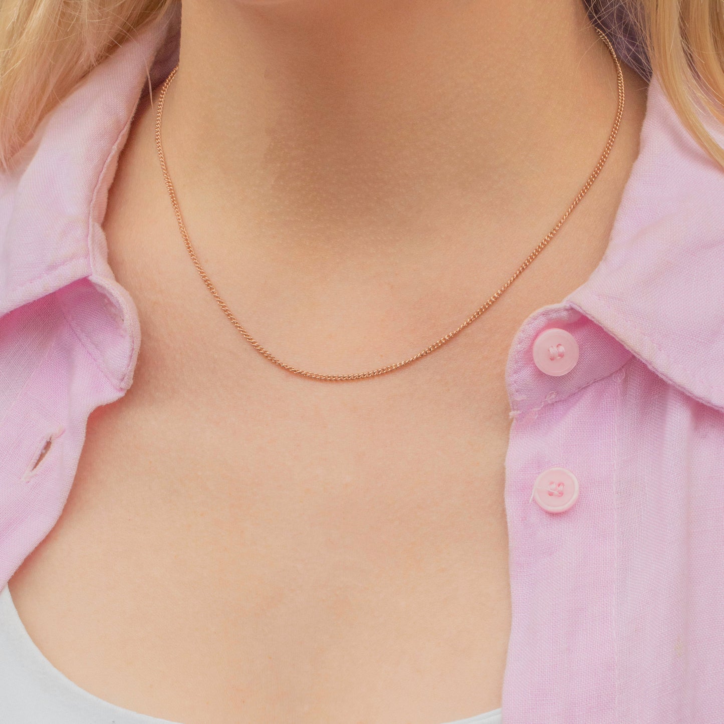16 9ct Rose Gold Skinny Pendant Chain