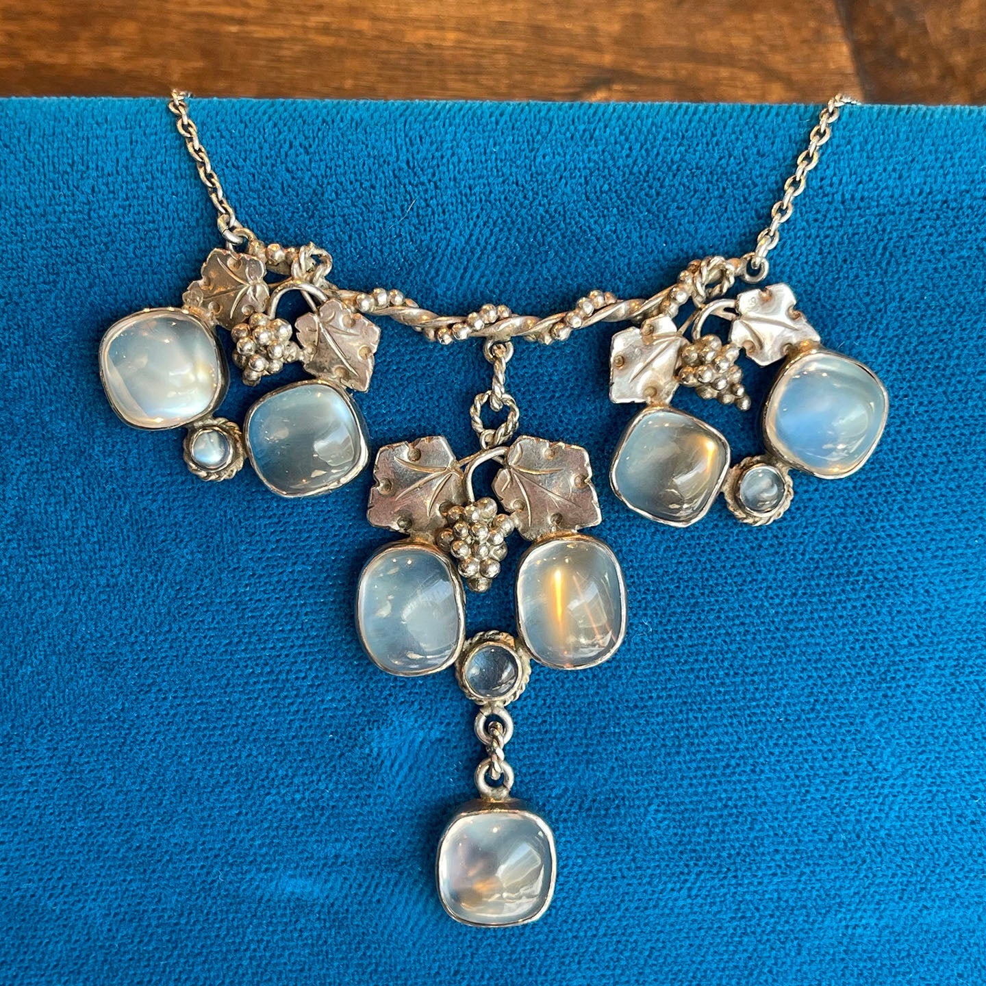 Antique Arts & Crafts Silver Moonstone Necklace