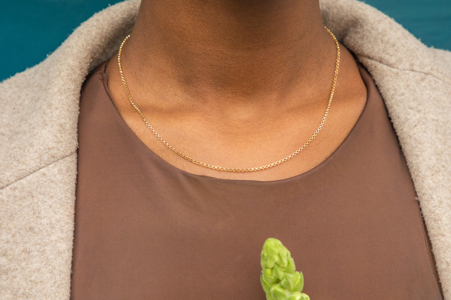 15.5 Skinny 9ct Gold Pendant Chain, 2.4g