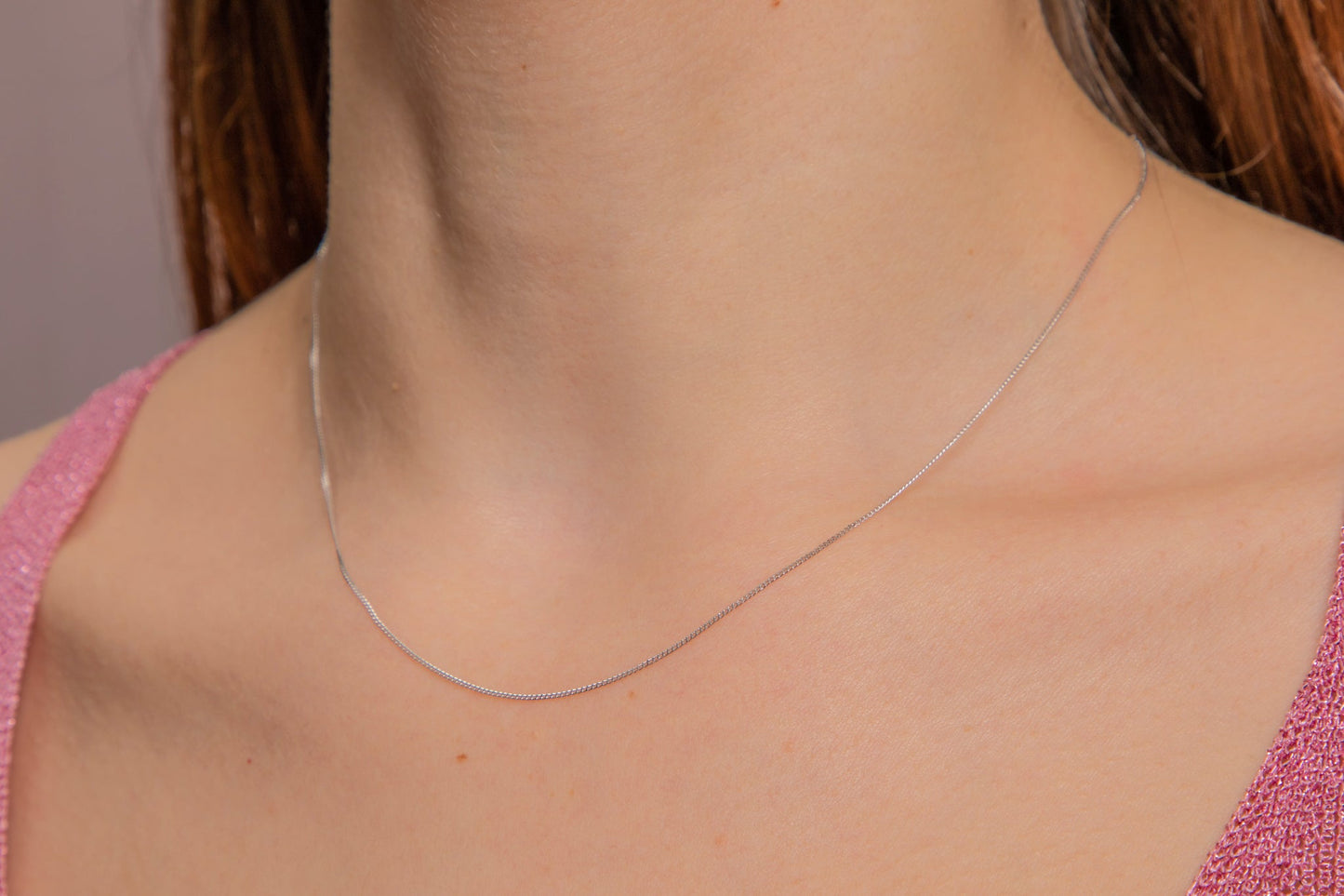 16 9ct White Gold Skinny Pendant Chain