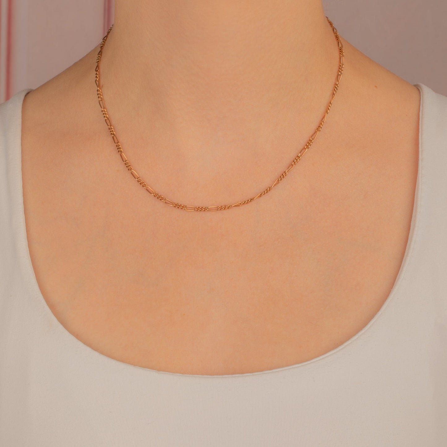 16 Antique 9ct Gold Figaro Chain with Bolt Ring