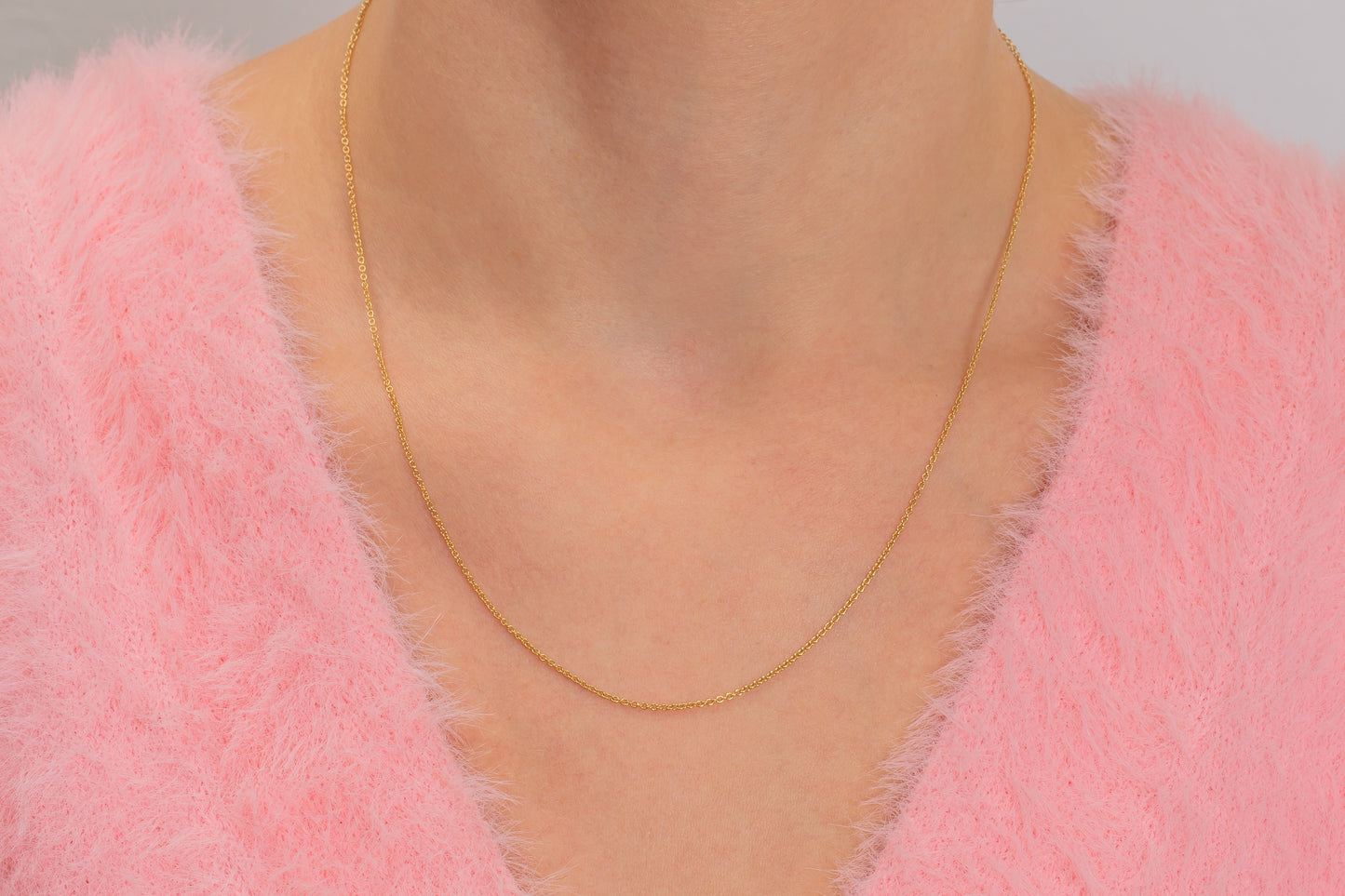 18ct Gold Skinny Pendant Chain, 16 - 18 Adjustable Chain
