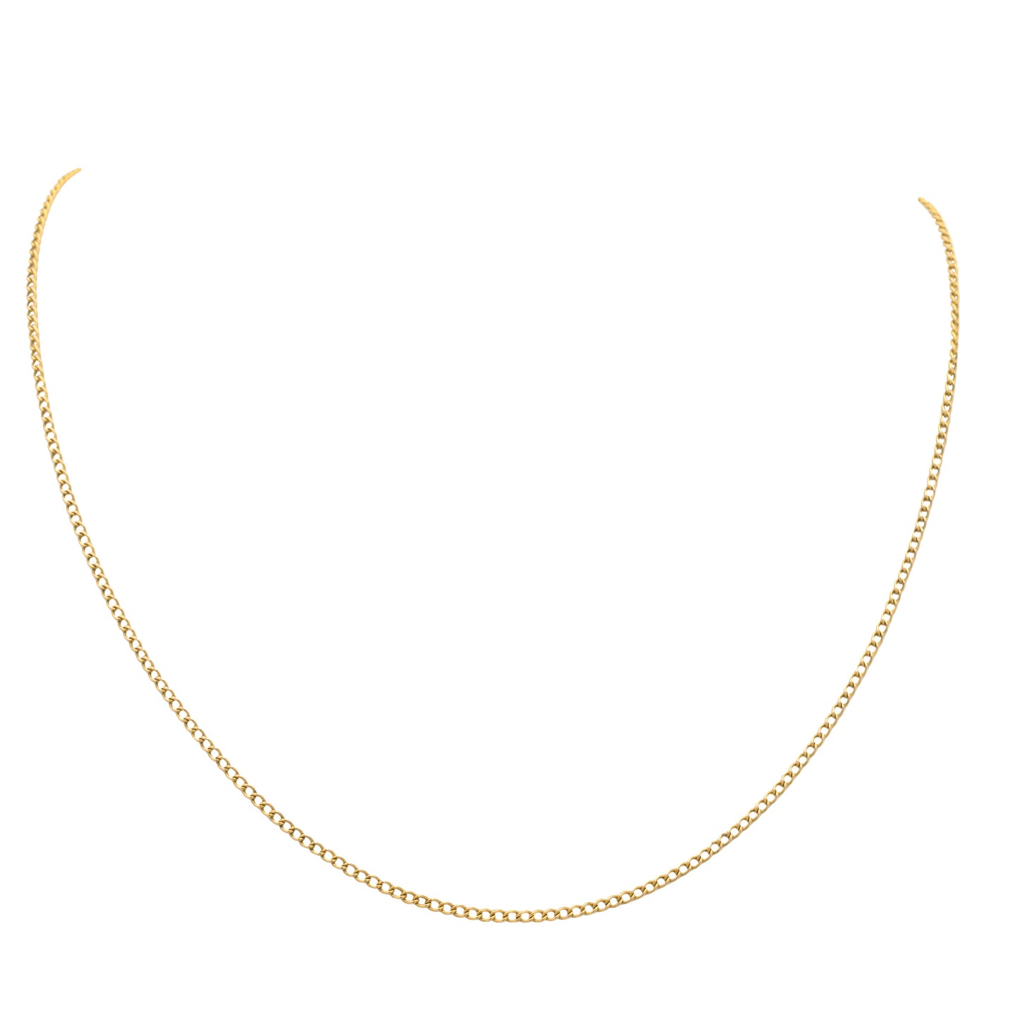 16 Antique 9ct Gold Skinny Curb Link Chain, 1.7g