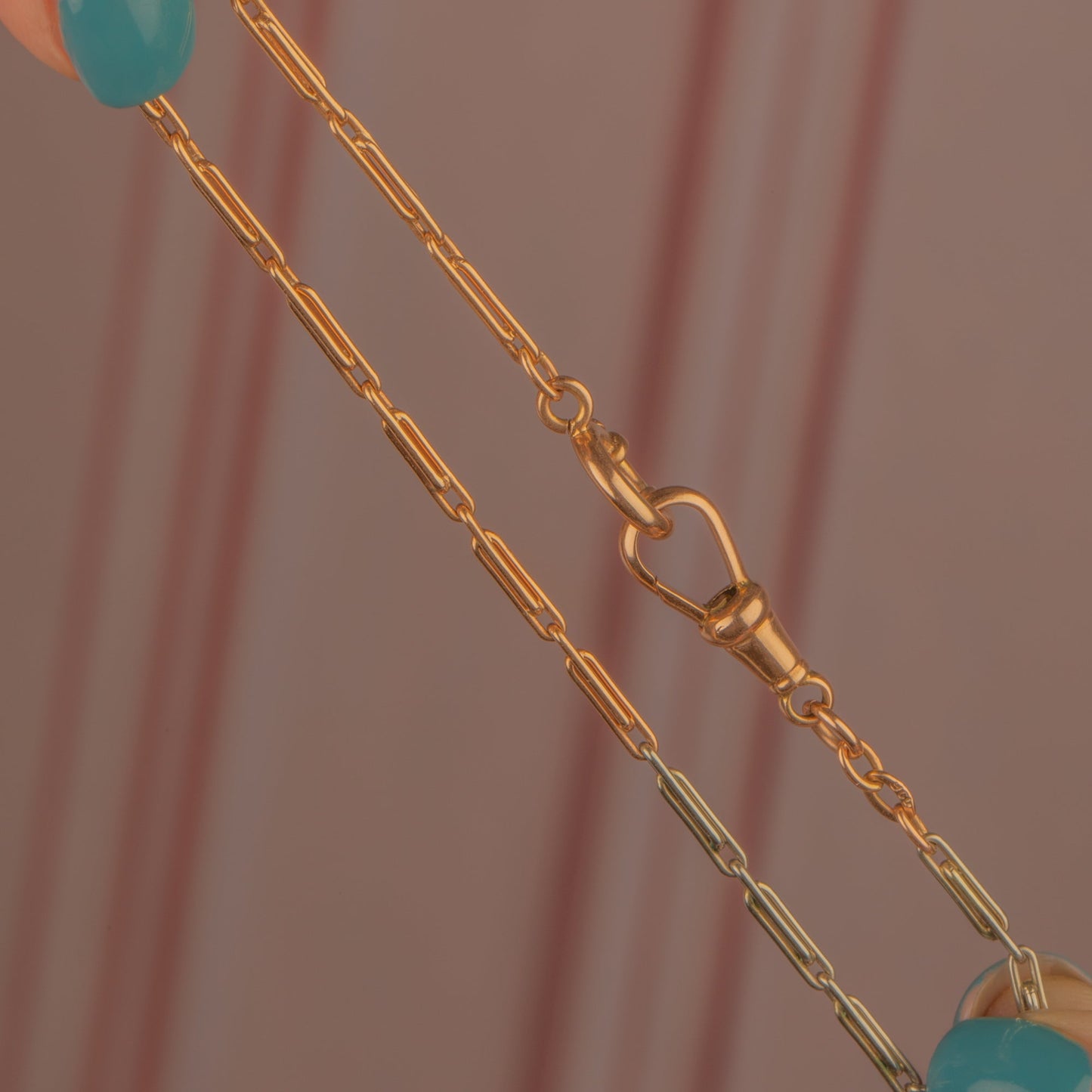 16 Antique 9ct Gold Bi-Colour Necklace with Dog-Clip & Bolt-Ring