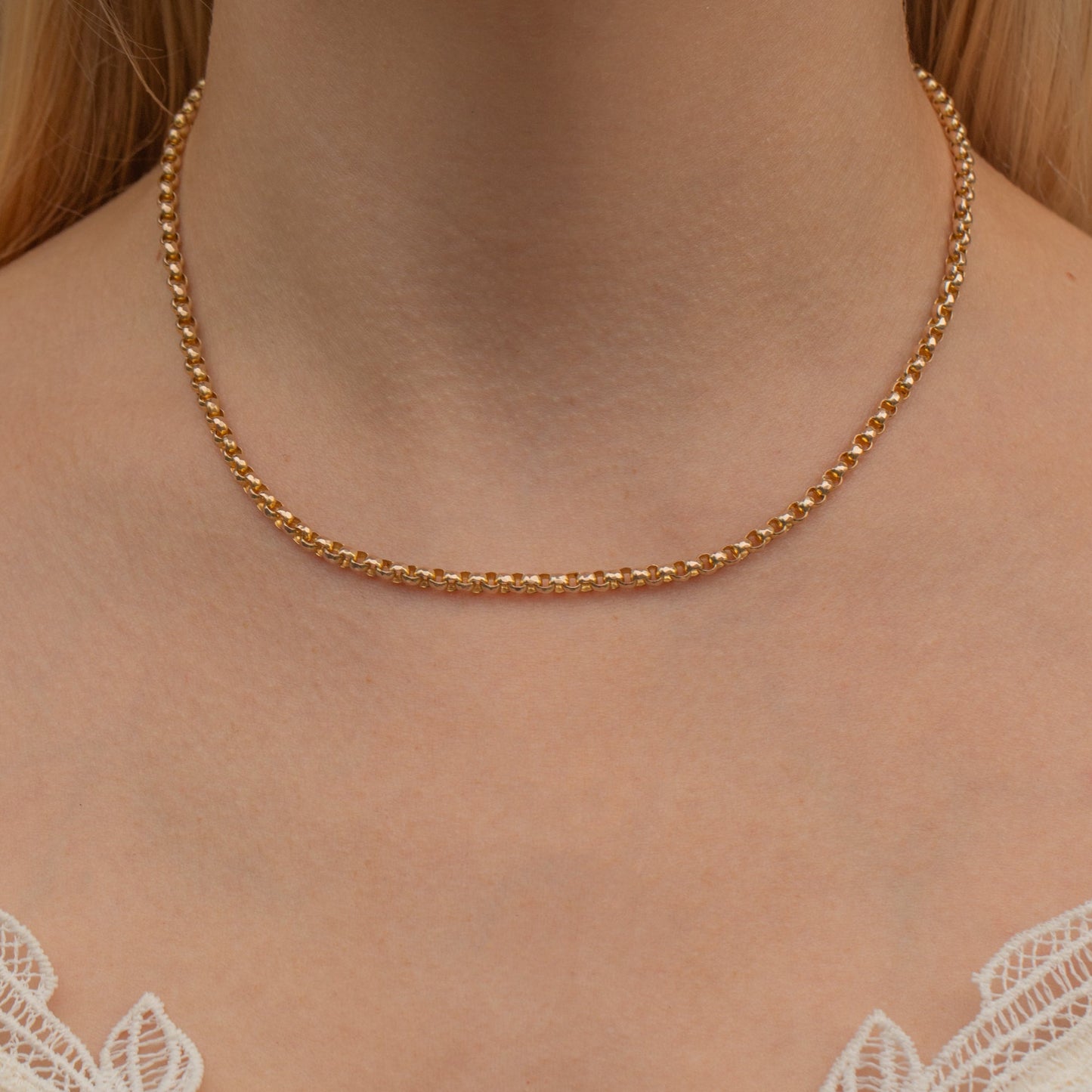16 Antique 9ct Gold Faceted Belcher Chain, with Dog-Clip