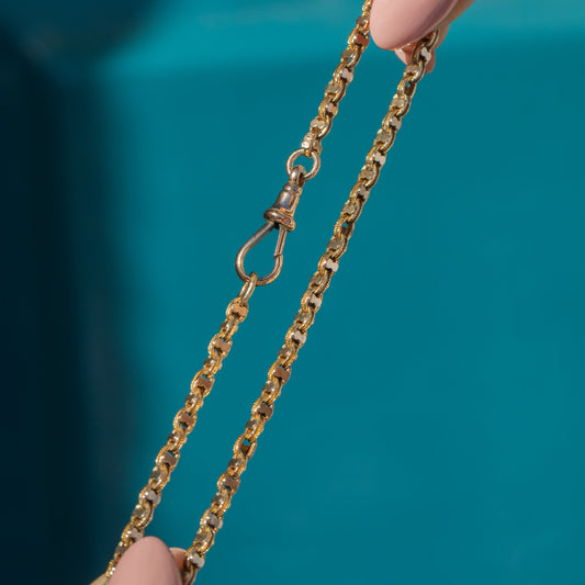 18 Antique 9ct Gold Fancy Belcher Link Chain with Dog-Clip