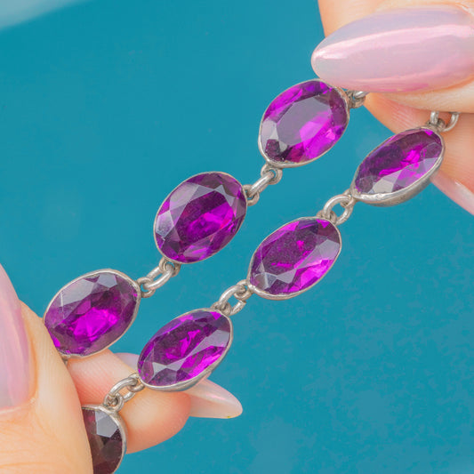 16 Art Deco Amethyst Paste Riviere Necklace
