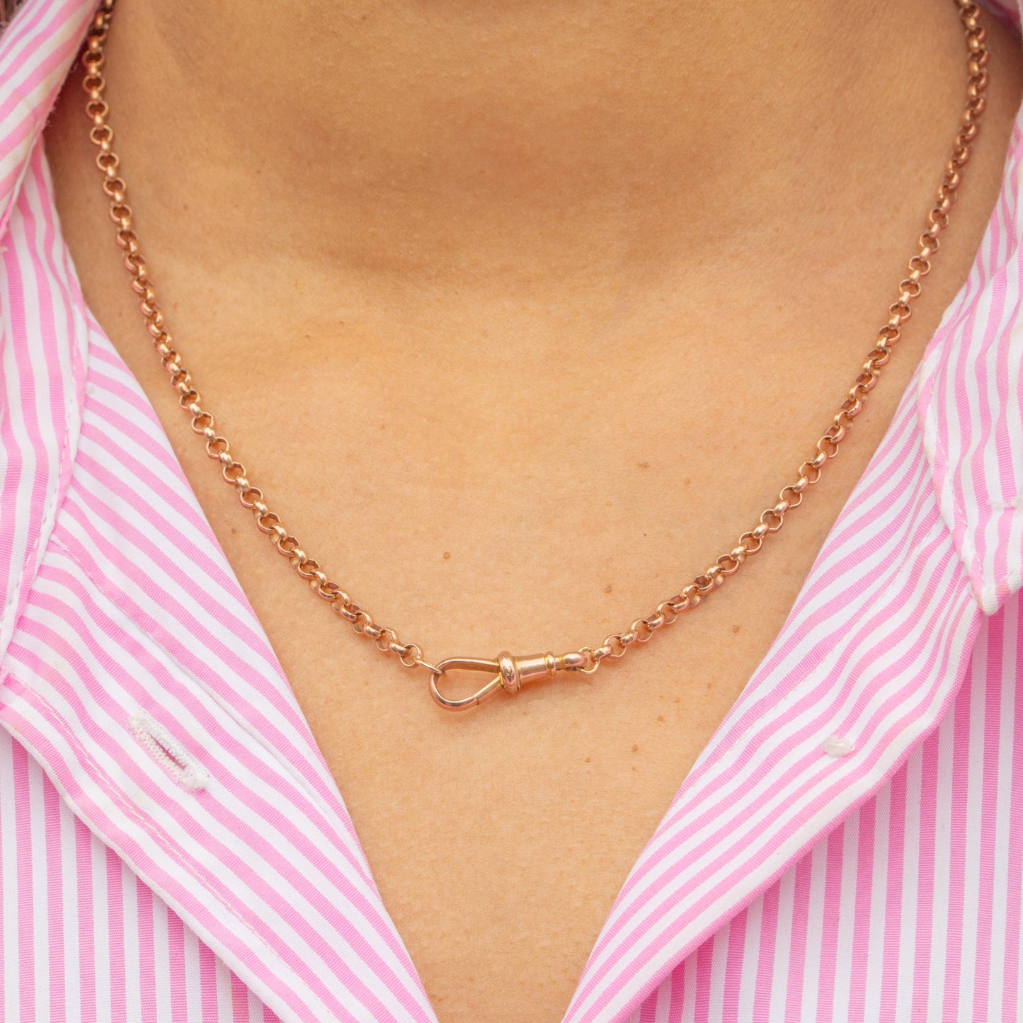 18 Antique 9ct Gold Belcher Chain, Dog-Clip Clasp, 10.7g