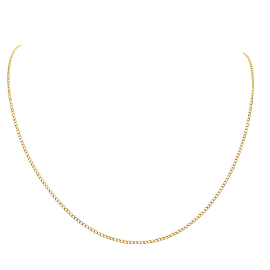 16 Antique 9ct Gold Skinny Curb Link Chain, 1.7g