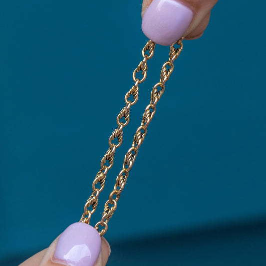 16 Antique 9ct Gold Lover's Knot Link Chain, 12g