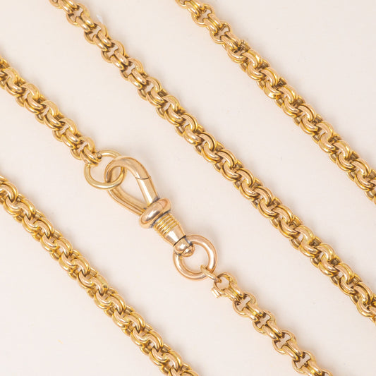 18 Antique 9ct Gold Belcher Chain, with Dog-Clip