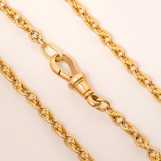 16 Antique 15ct Gold Lover's Knot Chain, with Original Dog-Clip