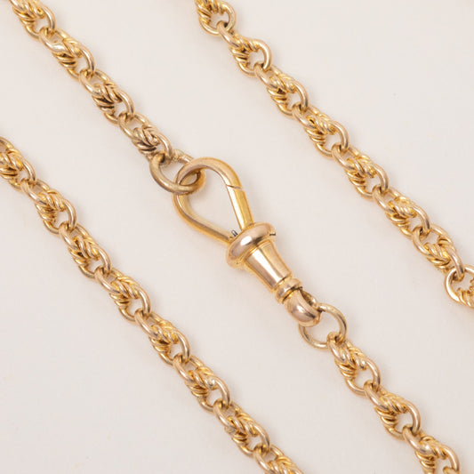 16 Antique 15ct Gold Lover's Knot Chain, with Dog-Clip