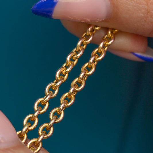 18 Antique 9ct Gold Chunky Belcher Chain, with Faceted Dog-Clip (10.5g)
