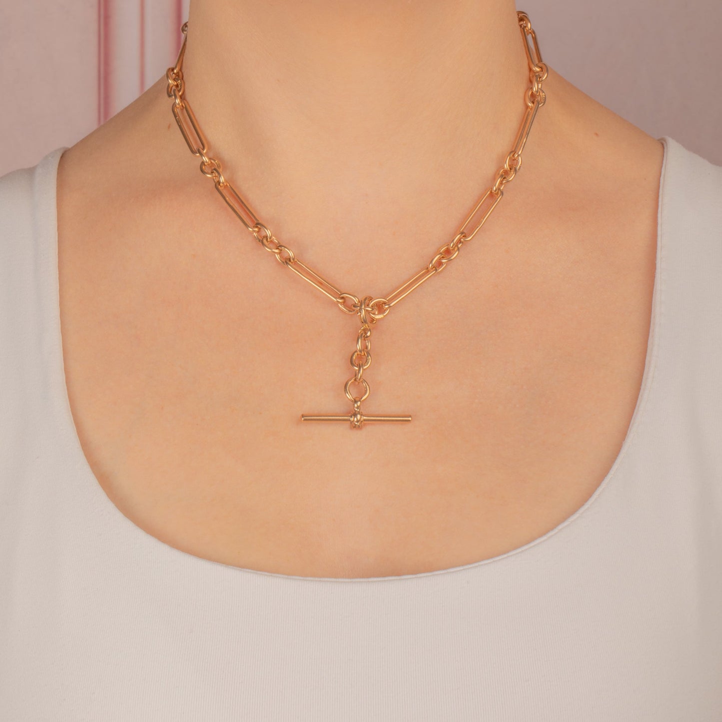 16 9ct Gold Albert Chain with Matching Dog-Clips & Detachable T-Bar 40g