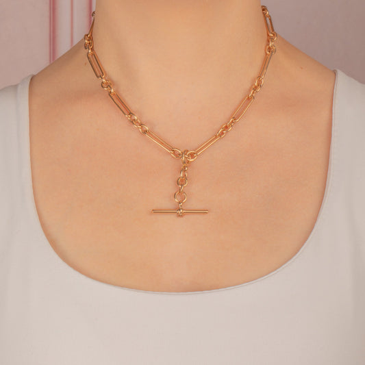 16 9ct Gold Albert Chain with Matching Dog-Clips & Detachable T-Bar 40g