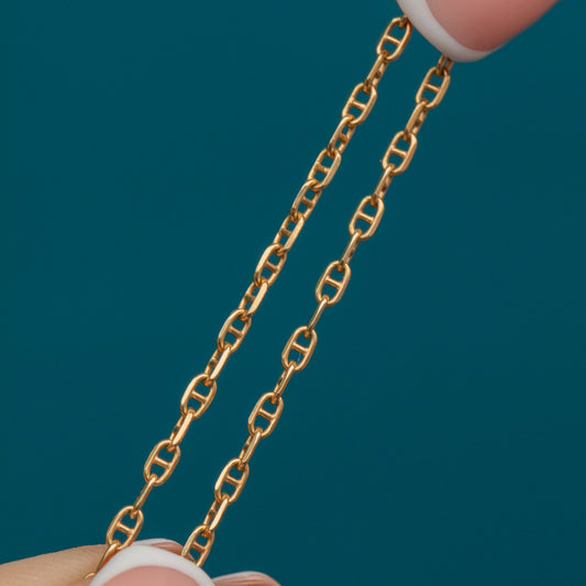 16 18ct Gold Mini Mariner Link Chain