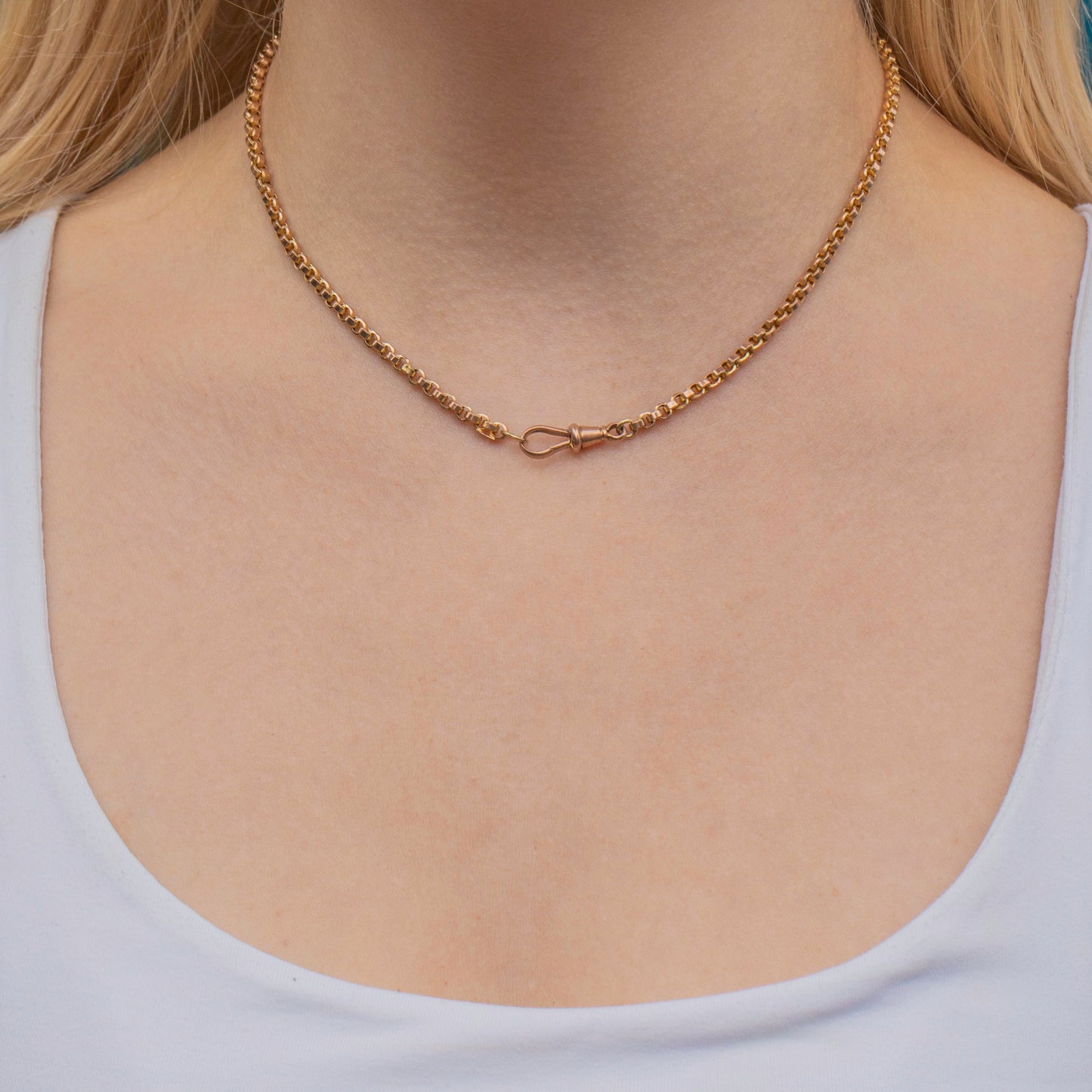 15.5 9ct Gold Belcher Link Chain with Dog-Clip Charm-Holder