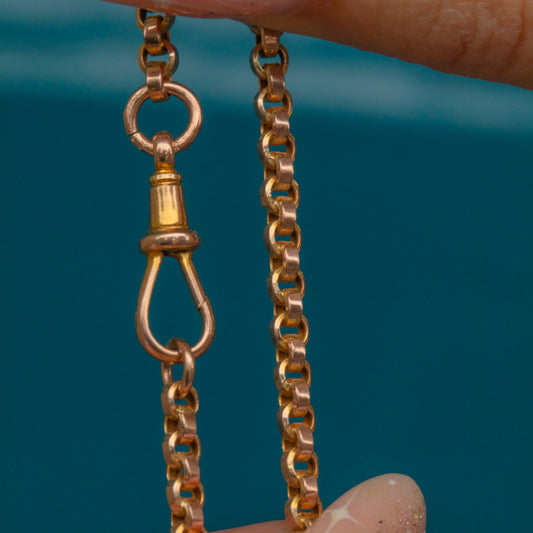 16 Antique 9ct Gold Belcher Chain with Dog-Clip Clasp