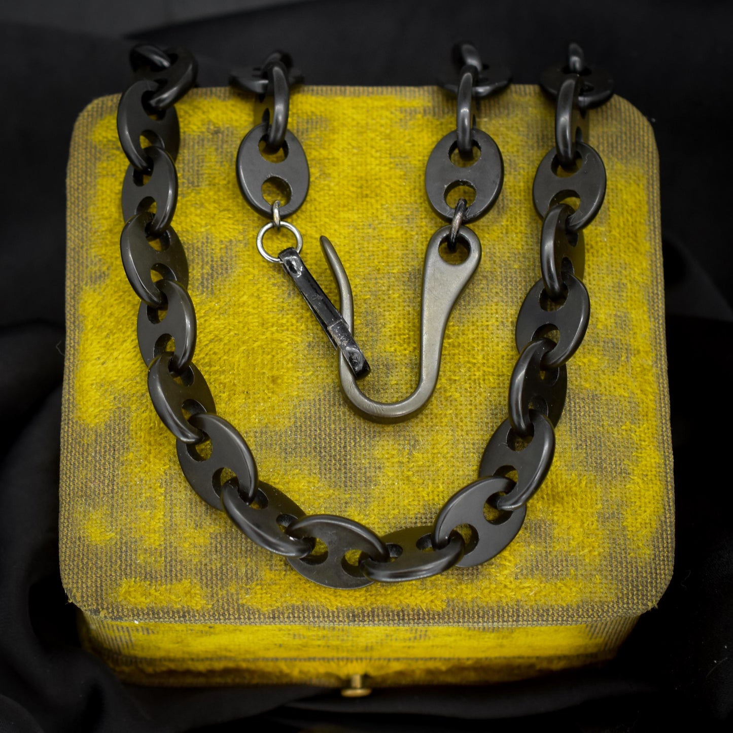 Antique Victorian Vulcanite Mariner Link Chain Necklace | 22