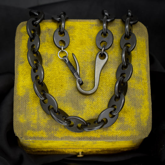 Antique Victorian Vulcanite Mariner Link Chain Necklace | 22